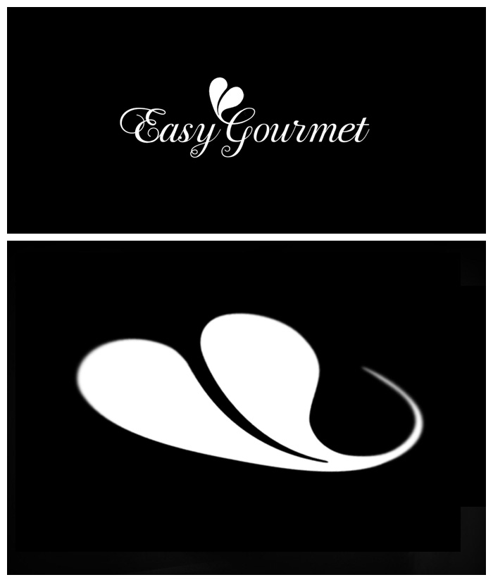 Easy Gourmet Catering logo, a cream heart etched in a black sauce