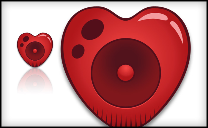 Radio icon design heart as a speaker