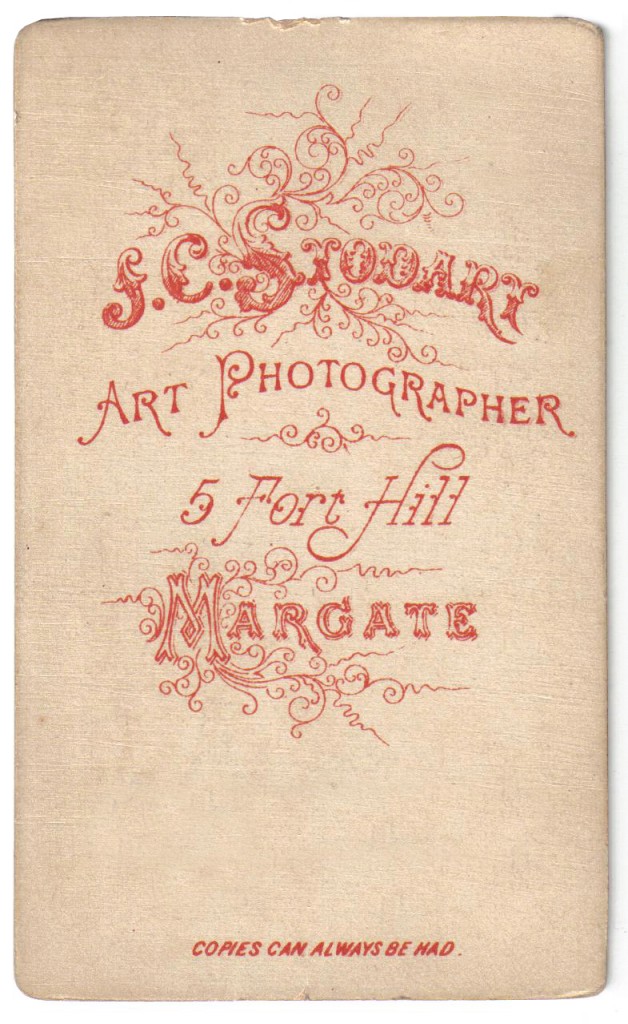 1880 J.C. Stodart Art Photographer 55 Fort Road Margate.