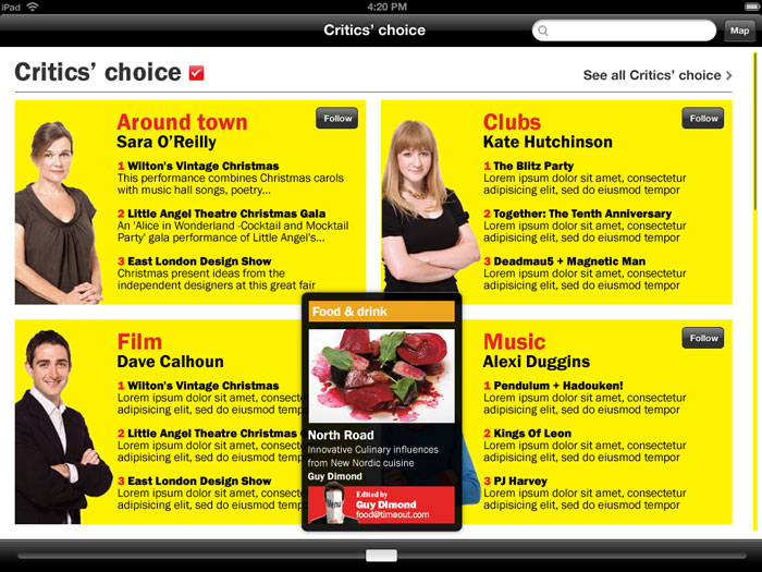 Time Out London iPad app concepts