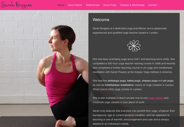 Sarah Burgess Yoga website design