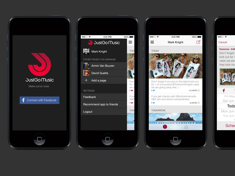 Justgo music posting app for DJs on iPhone
