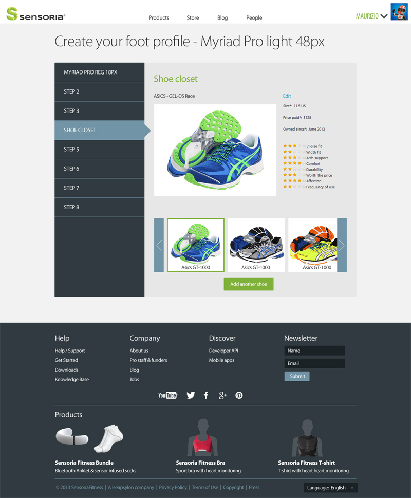 Sensoria Fitness web UX and UI